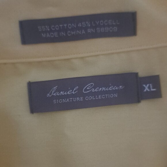 DANIEL CREMIEUX Shirt Short-Sleeve Button Front Collared Casual Yellow Mens XL - Picture 7 of 13